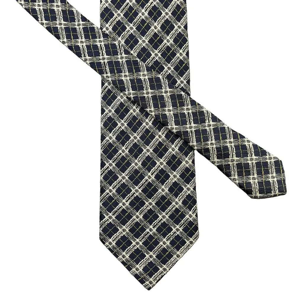 Issey Miyake IM Product 100% Silk Necktie Tie Blue Textured Geometric